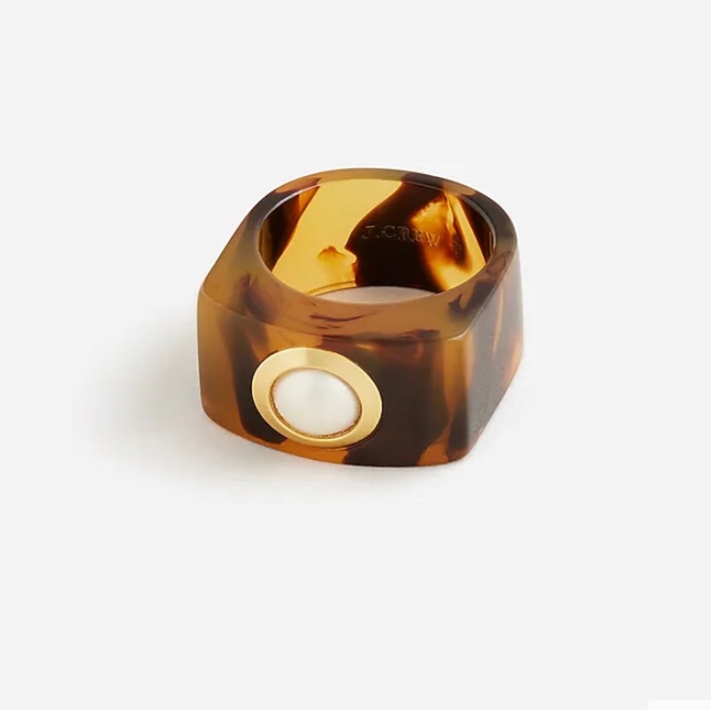 J. Crew Acetate Pearl Ring Size 6